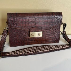Croc Embossed Leather Shoulder Bag